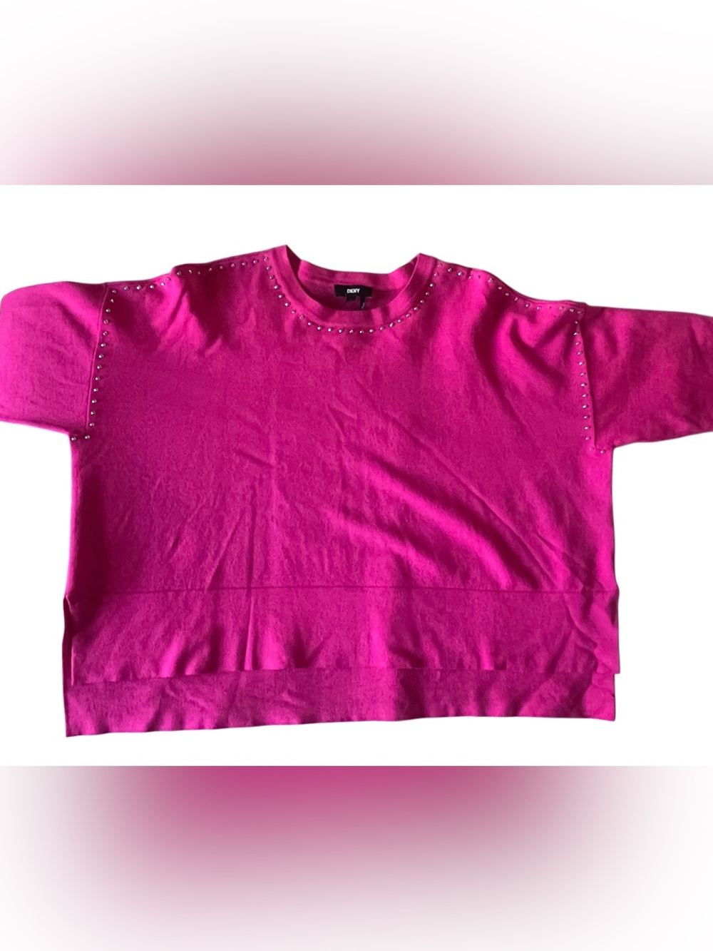DKNY womens Studded Sweater, l, Pink - Picture 3 of 11